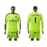 Arsenal #1 Szczesny Shiny Green Goalkeeper Long Sleeves Soccer Club Jersey