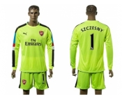 Arsenal #1 Szczesny Shiny Green Goalkeeper Long Sleeves Soccer Club Jersey