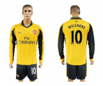 Arsenal #10 Wilshere Away Long Sleeves Soccer Club Jersey