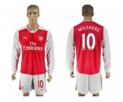 Arsenal #10 Wilshere Red Home Long Sleeves Soccer Club Jersey1