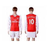 Arsenal #10 Wilshere Red Home Long Sleeves Soccer Club Jersey