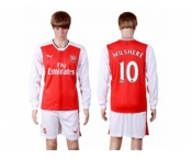 Arsenal #10 Wilshere Red Home Long Sleeves Soccer Club Jersey