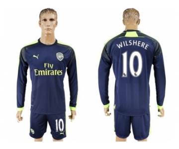 Arsenal #10 Wilshere Sec Away Long Sleeves Soccer Club Jersey