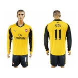 Arsenal #11 Ozil Away Long Sleeves Soccer Club Jersey