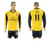 Arsenal #11 Ozil Away Long Sleeves Soccer Club Jersey