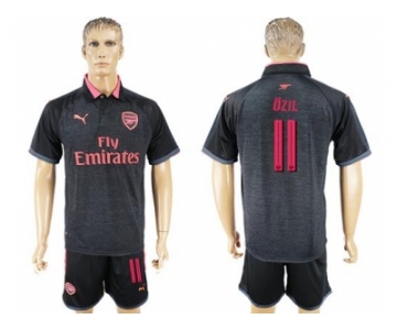 Arsenal #11 Ozil Black Red Soccer Club Jersey