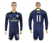 Arsenal #11 Ozil Sec Away Long Sleeves Soccer Club Jersey