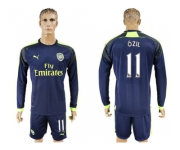 Arsenal #11 Ozil Sec Away Long Sleeves Soccer Club Jersey