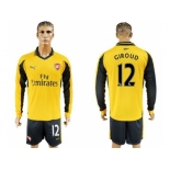 Arsenal #12 Giroud Away Long Sleeves Soccer Club Jersey