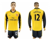 Arsenal #12 Giroud Away Long Sleeves Soccer Club Jersey