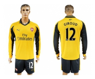 Arsenal #12 Giroud Away Long Sleeves Soccer Club Jersey