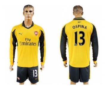 Arsenal #13 Ospina Away Long Sleeves Soccer Club Jersey