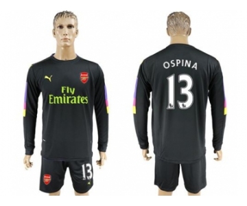 Arsenal #13 Ospina Black Long Sleeves Goalkeeper Soccer Country Jersey