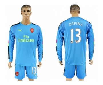 Arsenal #13 Ospina Blue Goalkeeper Long Sleeves Soccer Club Jersey