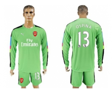 Arsenal #13 Ospina Green Goalkeeper Long Sleeves Soccer Club Jersey