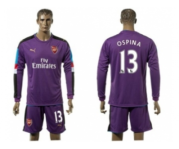 Arsenal #13 Ospina Purple Goalkeeper Long Sleeves Soccer Club Jersey