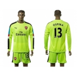 Arsenal #13 Ospina Shiny Green Goalkeeper Long Sleeves Soccer Club Jersey