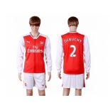 Arsenal #2 Debuchy Red Home Long Sleeves Soccer Club Jersey