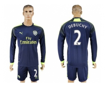 Arsenal #2 Debuchy Sec Away Long Sleeves Soccer Club Jersey