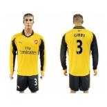 Arsenal #3 Gibbs Away Long Sleeves Soccer Club Jersey