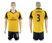 Arsenal #3 Gibbs Away Soccer Club Jersey