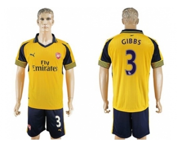 Arsenal #3 Gibbs Away Soccer Club Jersey