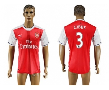 Arsenal #3 Gibbs Home Soccer Club Jersey3