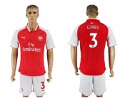 Arsenal #3 Gibbs Home Soccer Club Jersey