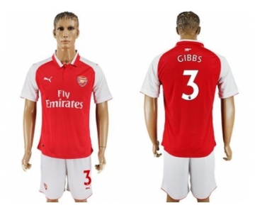 Arsenal #3 Gibbs Home Soccer Club Jersey