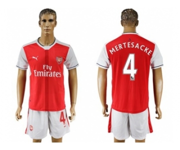 Arsenal #4 Mertesacke Home Soccer Club Jersey