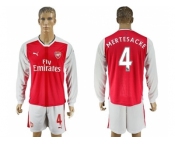 Arsenal #4 Mertesacke Red Home Long Sleeves Soccer Club Jersey