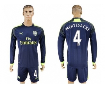 Arsenal #4 Mertesacke Sec Away Long Sleeves Soccer Club Jersey