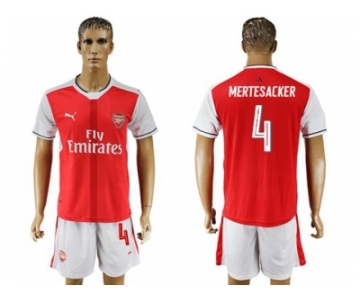 Arsenal #4 Mertesacker Champions League Home Soccer Club Jersey