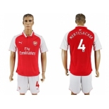 Arsenal #4 Mertesacker Home Soccer Club Jersey