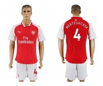 Arsenal #4 Mertesacker Home Soccer Club Jersey