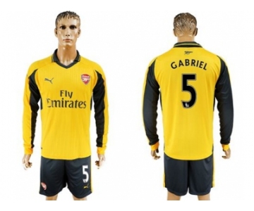 Arsenal #5 Gabriel Away Long Sleeves Soccer Club Jersey