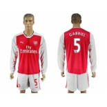 Arsenal #5 Gabriel Red Home Long Sleeves Soccer Club Jersey1