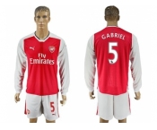 Arsenal #5 Gabriel Red Home Long Sleeves Soccer Club Jersey1