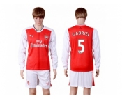 Arsenal #5 Gabriel Red Home Long Sleeves Soccer Club Jersey