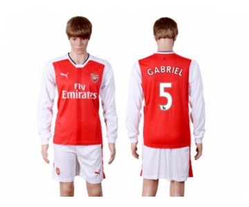 Arsenal #5 Gabriel Red Home Long Sleeves Soccer Club Jersey