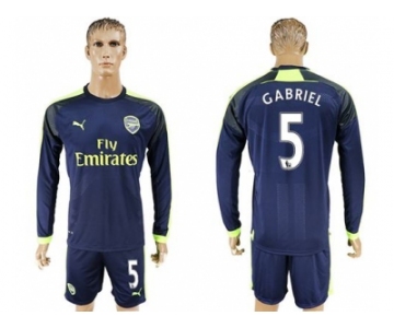 Arsenal #5 Gabriel Sec Away Long Sleeves Soccer Club Jersey