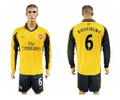 Arsenal #6 Koscielny Away Long Sleeves Soccer Club Jersey