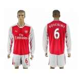 Arsenal #6 Koscielny Red Home Long Sleeves Soccer Club Jersey1