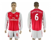 Arsenal #6 Koscielny Red Home Long Sleeves Soccer Club Jersey1