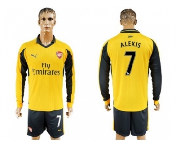 Arsenal #7 Alexis Away Long Sleeves Soccer Club Jersey