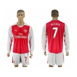 Arsenal #7 Alexis Red Home Long Sleeves Soccer Club Jersey