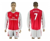 Arsenal #7 Alexis Red Home Long Sleeves Soccer Club Jersey