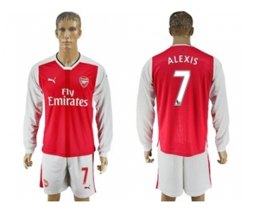 Arsenal #7 Alexis Red Home Long Sleeves Soccer Club Jersey