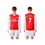 Arsenal #7 Rosicky Red Home Long Sleeves Soccer Club Jersey