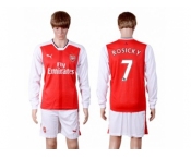 Arsenal #7 Rosicky Red Home Long Sleeves Soccer Club Jersey